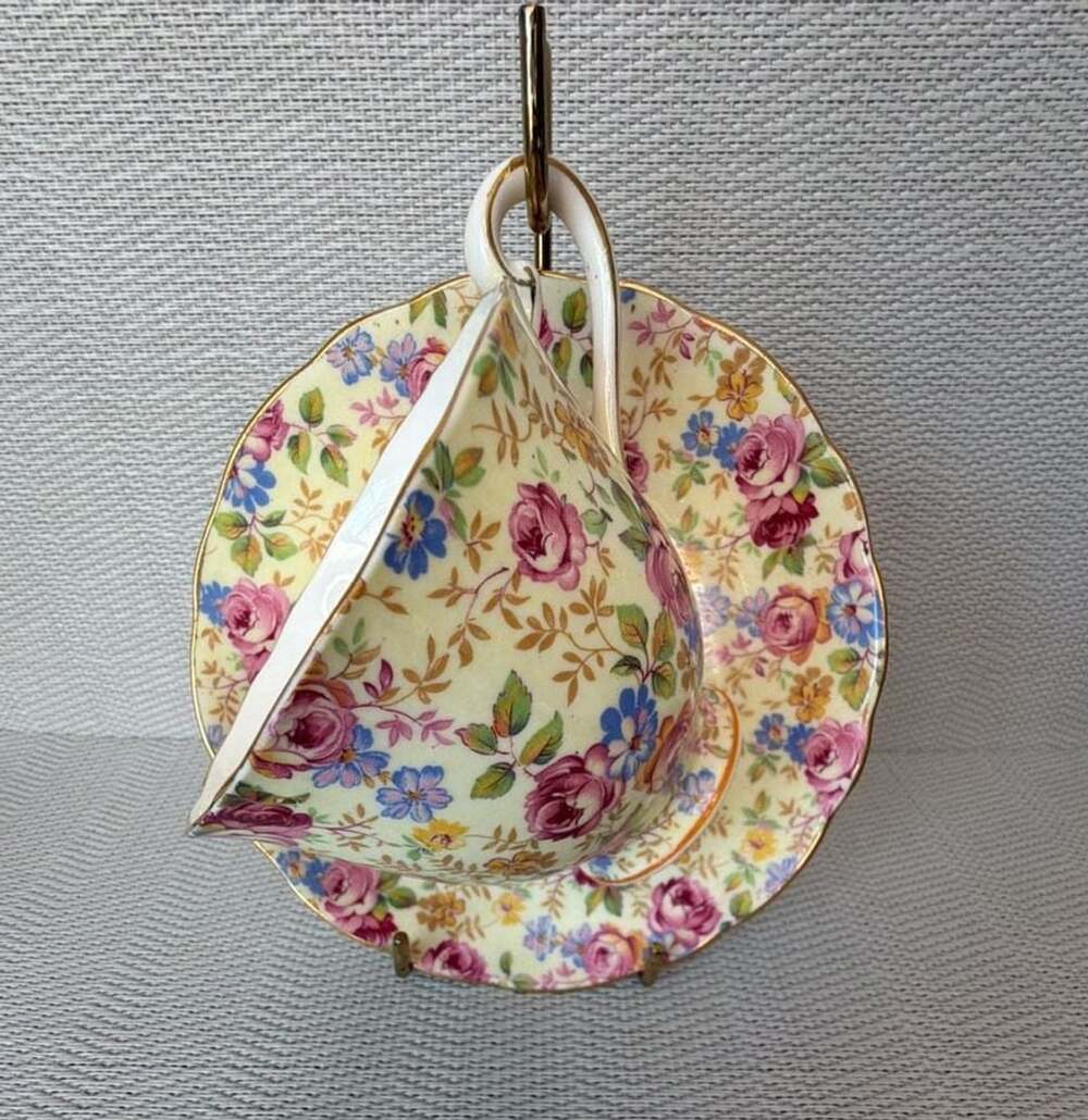 Radfords Crown China Teacup and Saucer Set Floral Chintz